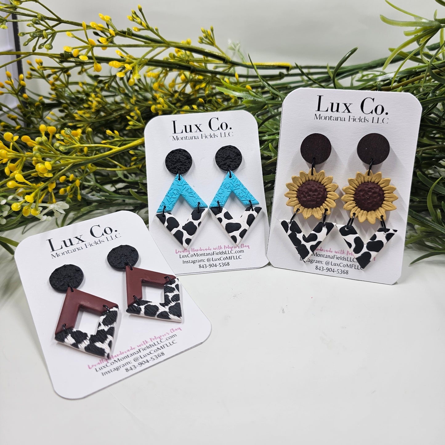 Cow Print Plus Design Polymer Clay Earrings lightweight style