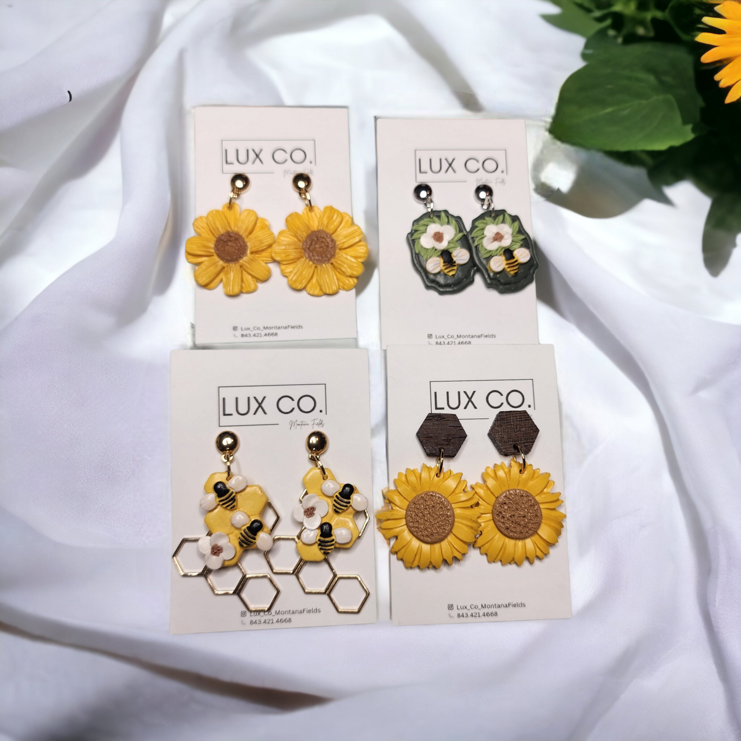 Bees and Flowers Handmade Polymer Clay Earrings