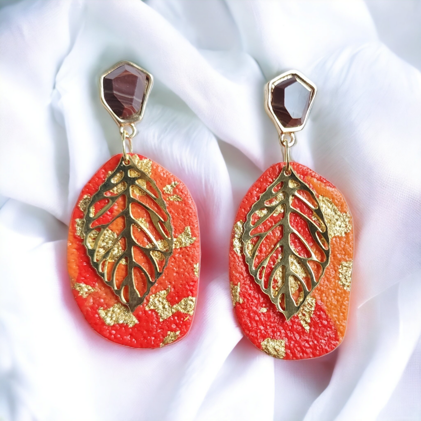 Handmade fall and leaf polymer clay earrings