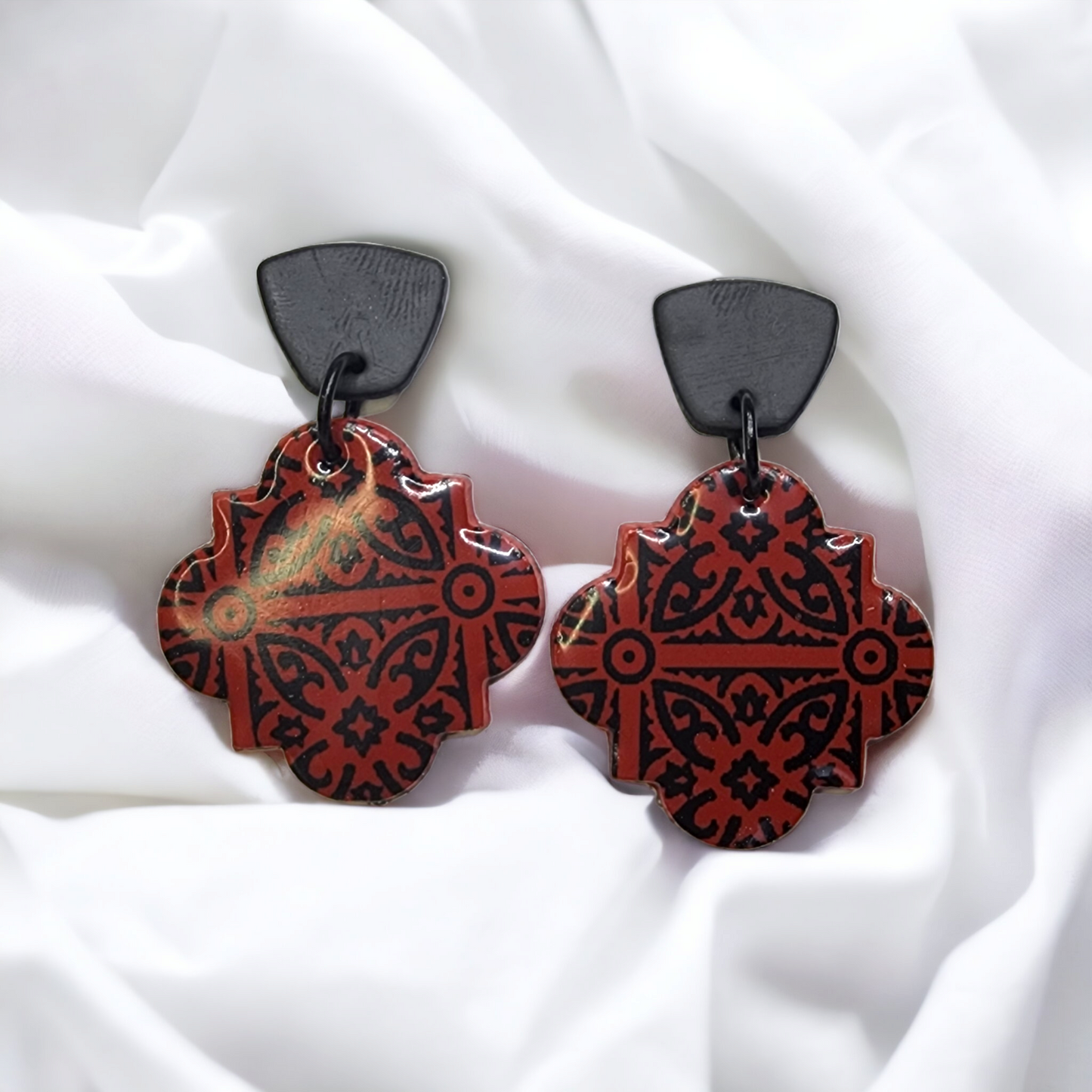 Handmade us colored leopard print polymer clay earrings
