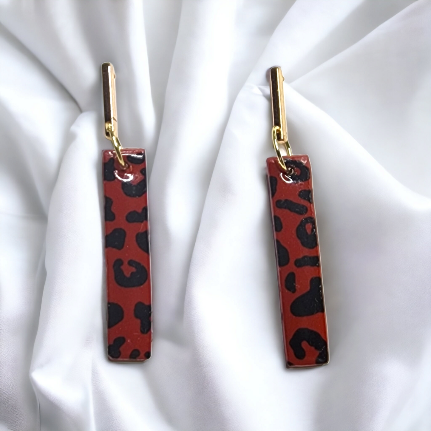 Handmade us colored leopard print polymer clay earrings