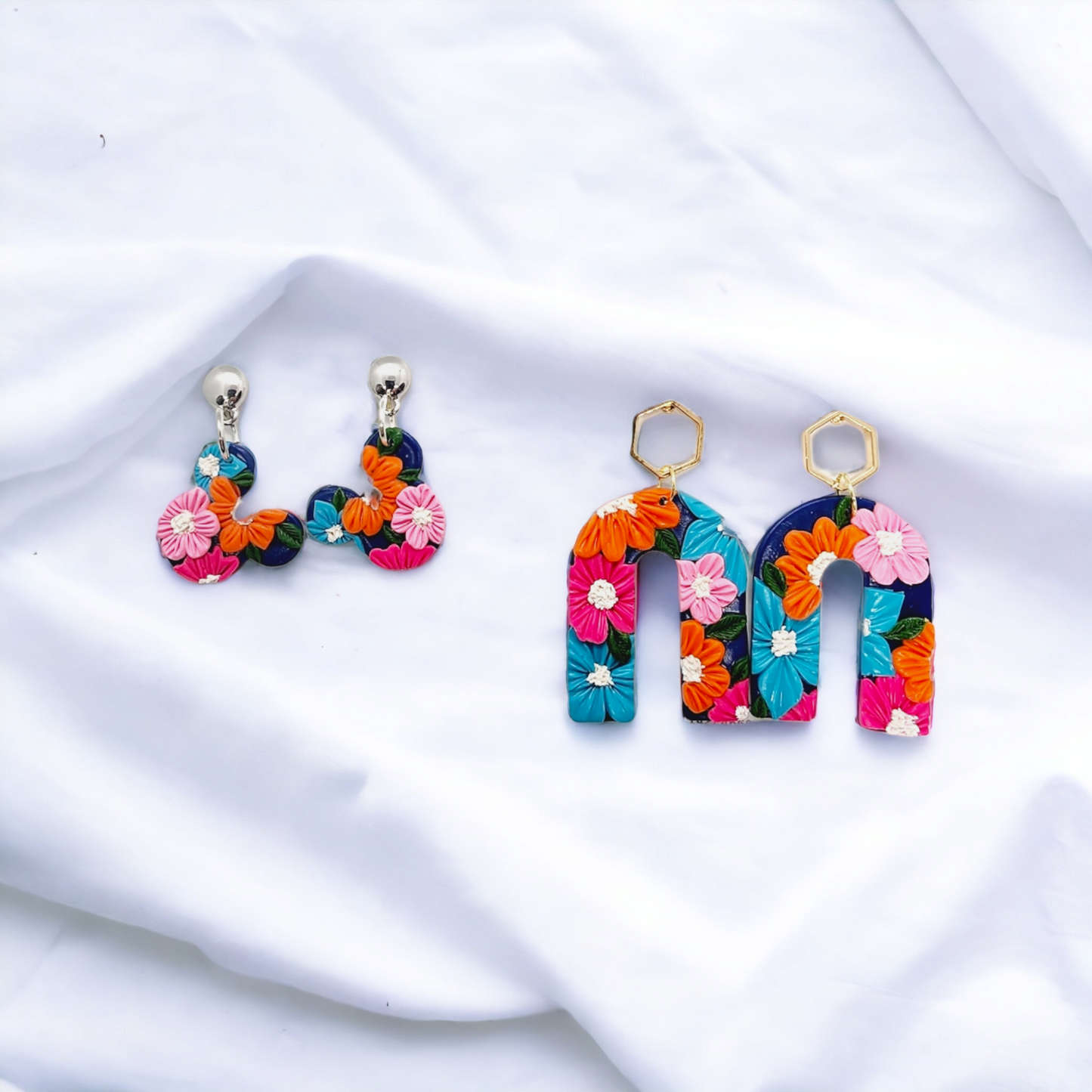 Bright floral handmade earrings