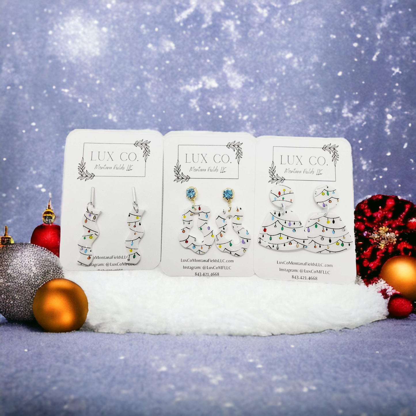 Christmas Light Pollymer Clay Earrings