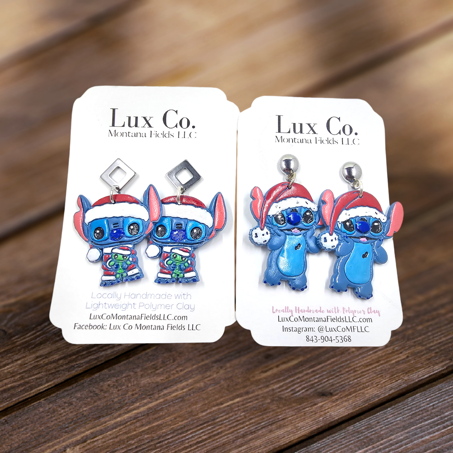 Blue Alien on Christmas - Polymer Clay Earrings