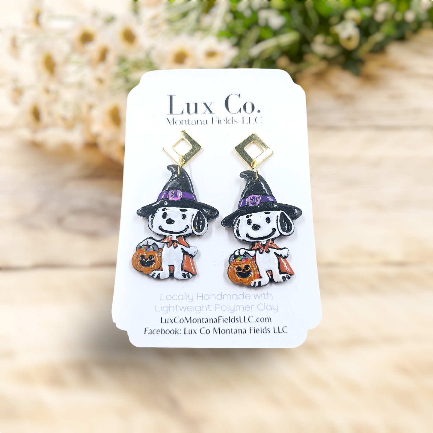 Trick-or-Treat Snoopy - Polymer Clay Earrings
