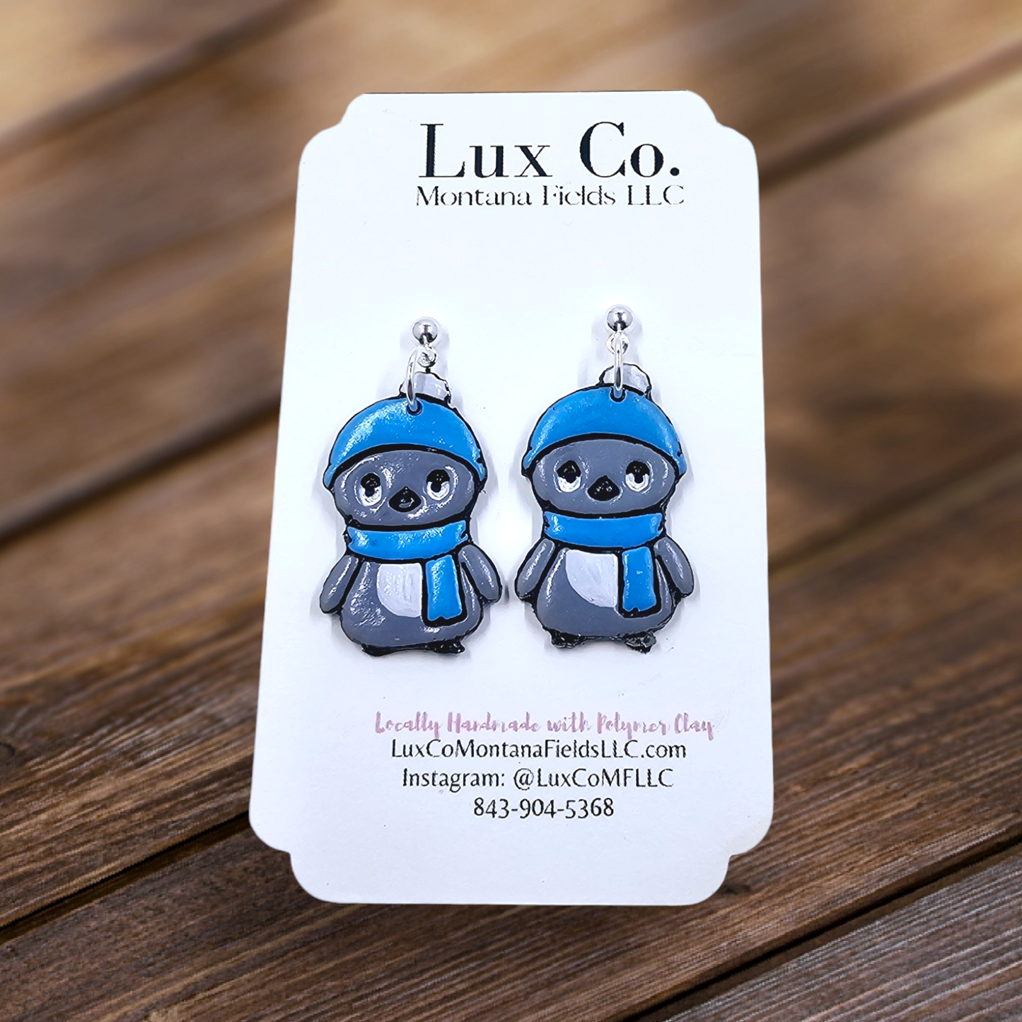 Holiday Penguin -Polymer Clay Earrings