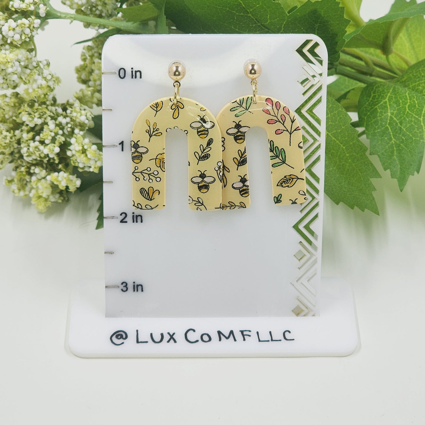Bumble Bee Earrings polymer clay floral spring earrings