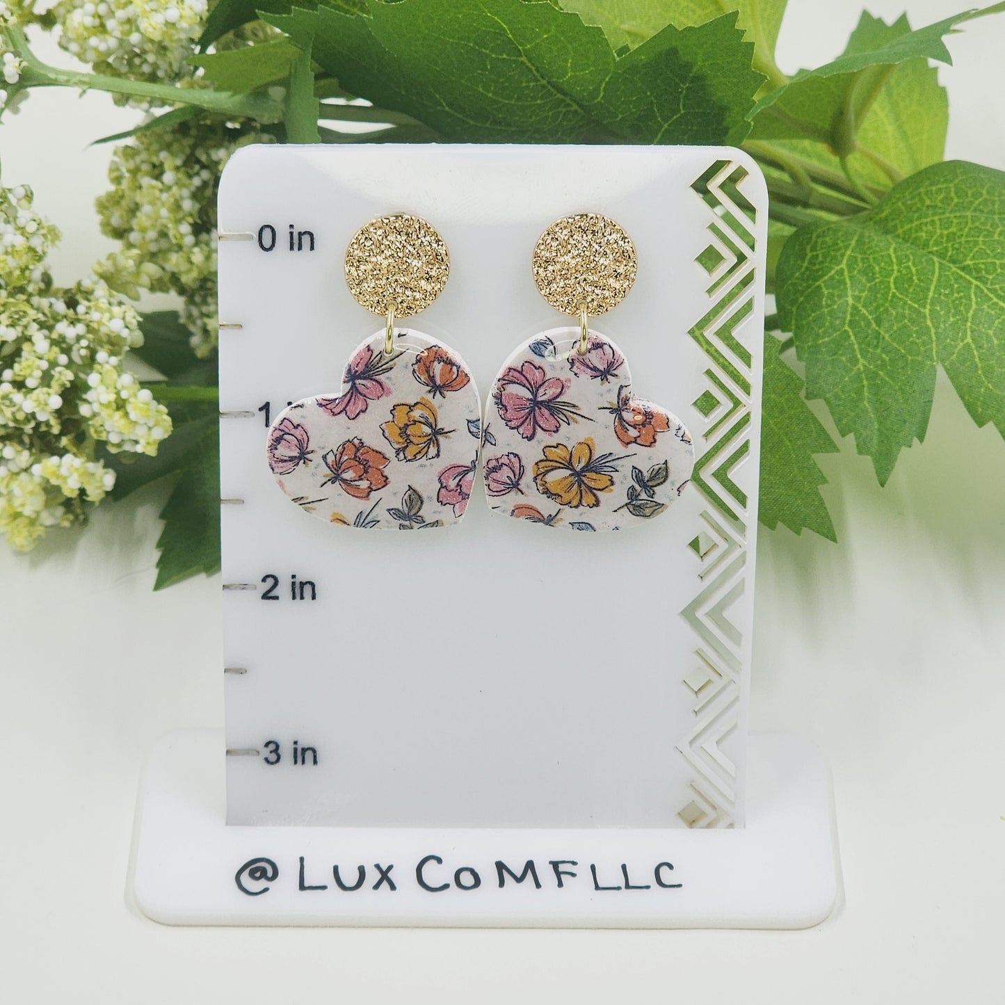 Floral Print Earrings Lightweight Polymer Clay Earrings