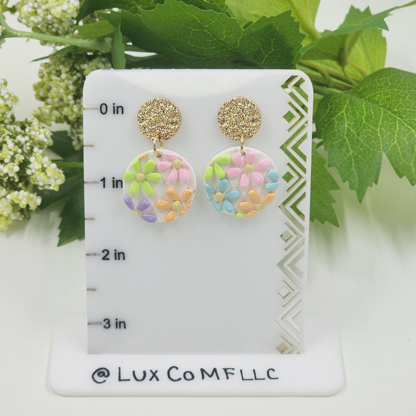 Pastel Floral Pattern Earrings handmade polymer clay earrings