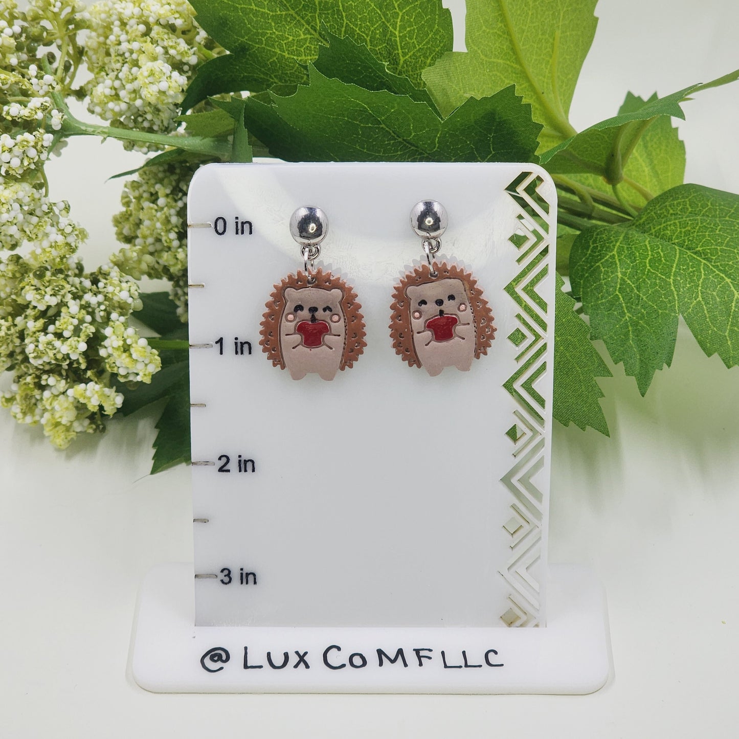 Teacher Earrings, Porcupine Earrings, Animal Earrings, Teacher Gifts, Clay Earrings, Hypoallergenic Earrings, Lightweight Earrings