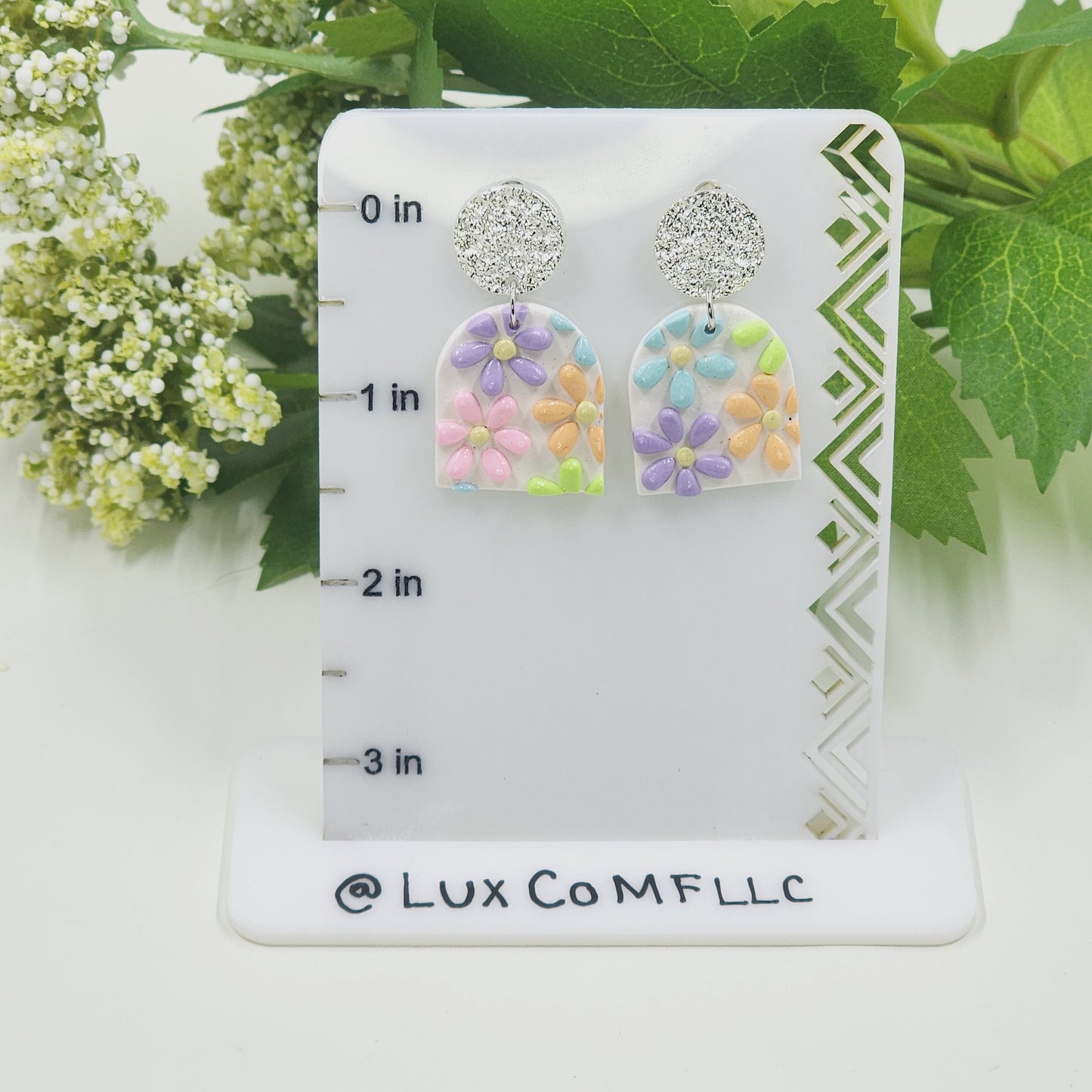 Pastel Floral Pattern Earrings handmade polymer clay earrings