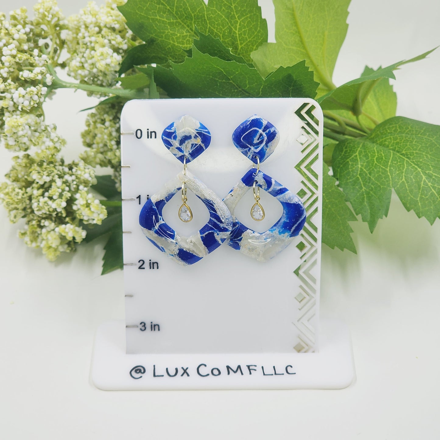 Blue Marble Earrings, Blue Stone Earrings, Marbled Earrings, Stone Earrings, Clay Earrings, Hypoallergenic Earrings, Lightweight Earrings
