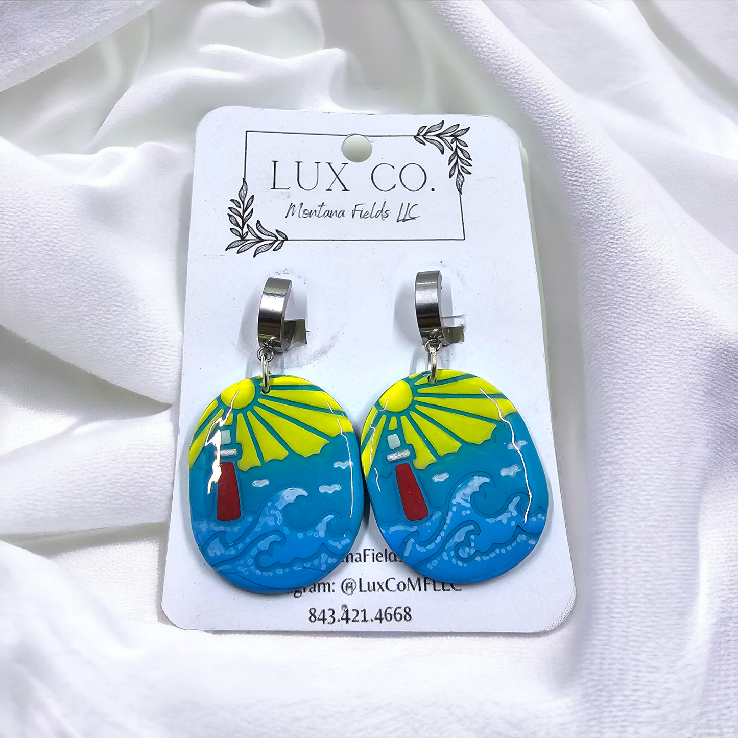Ocean, Lighthouse Polymer Clay Earrings