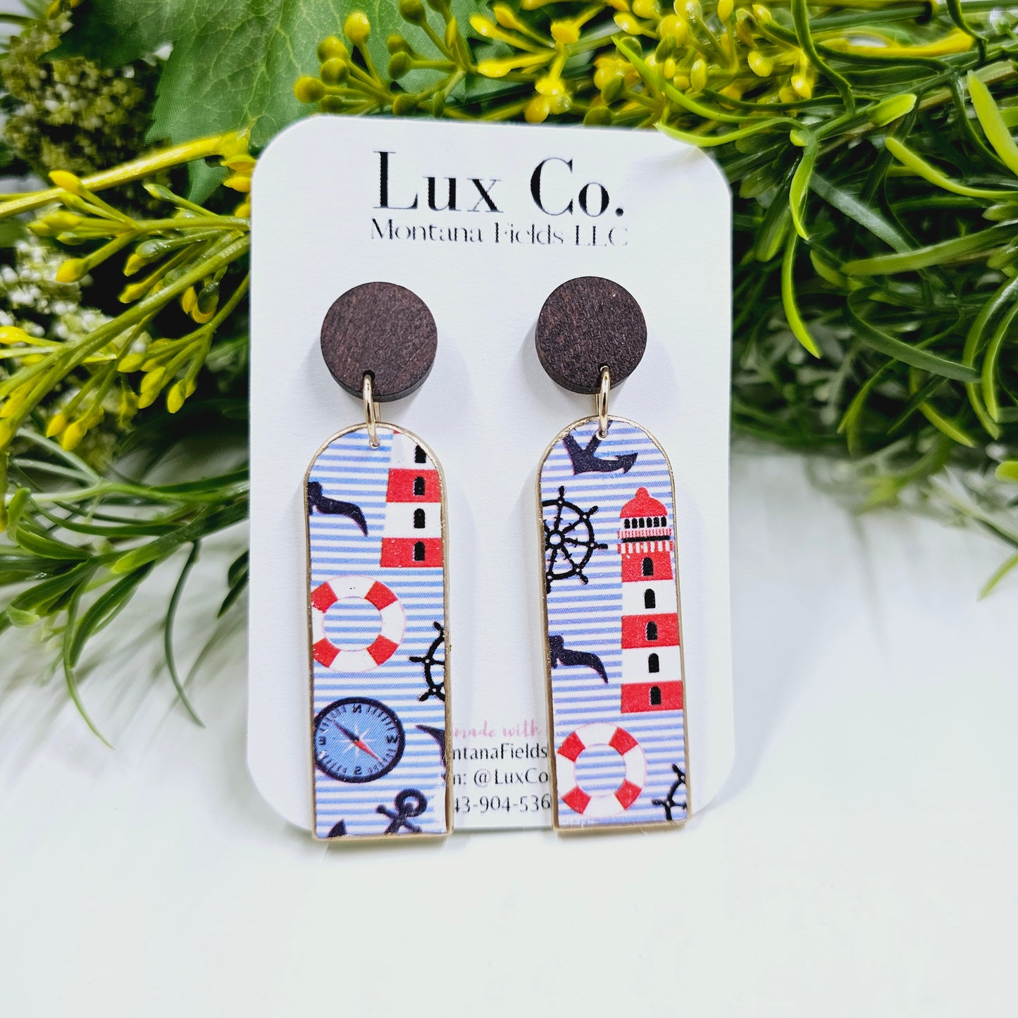 Nautical polymer clay earrings with beach themed design