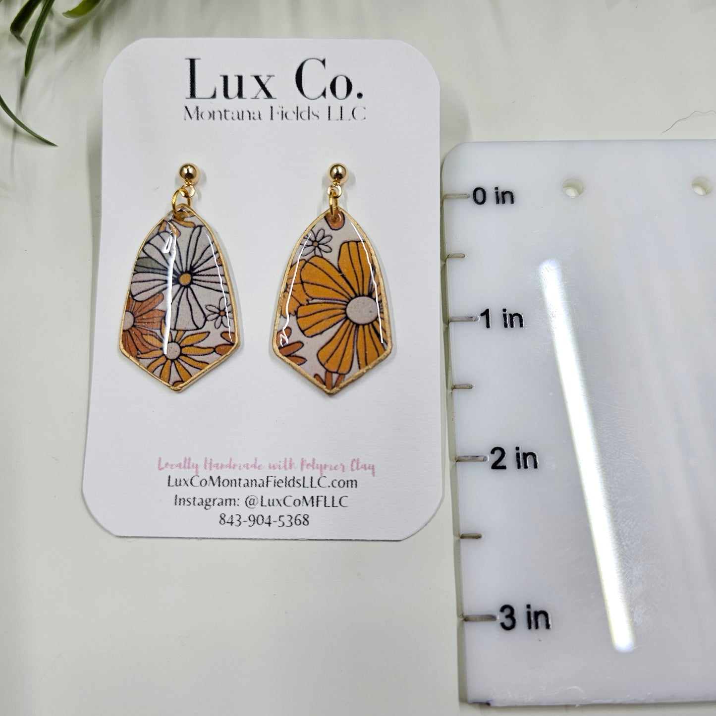 Orange| White Polymer Clay Earrings lightweight and nickel-free