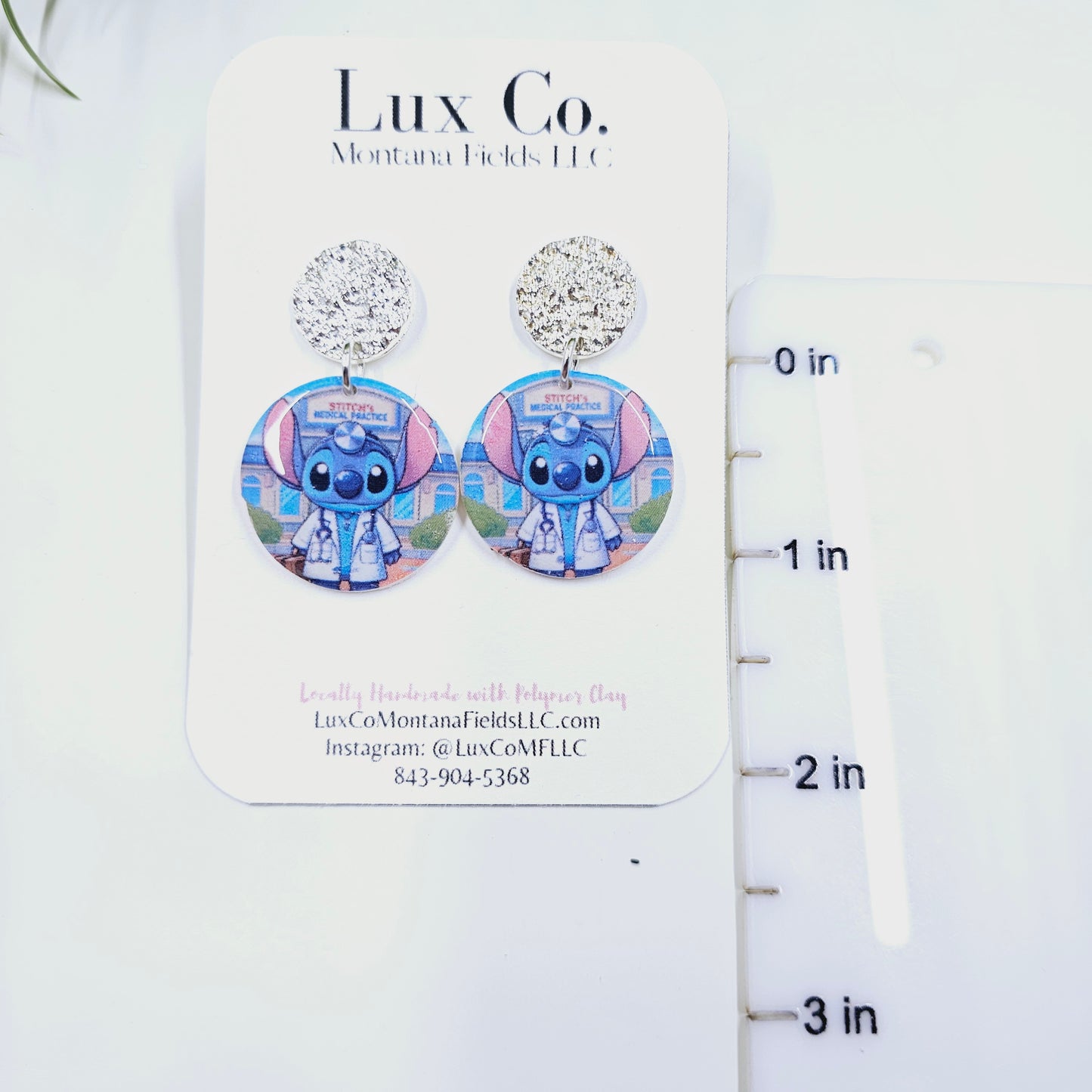 Doctor/ Firefighter Blue Alien Polymer Clay Earrings