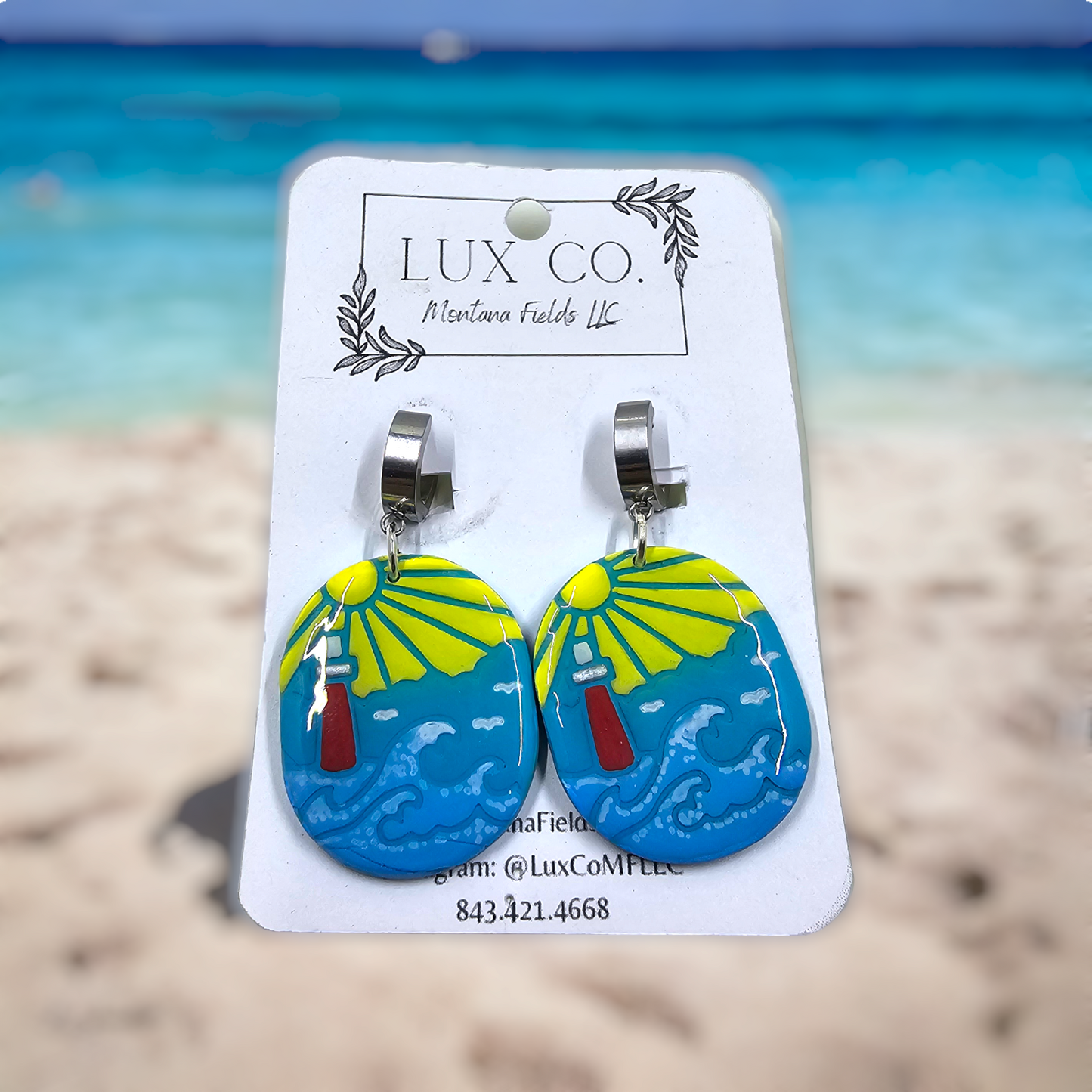 Ocean, Lighthouse Polymer Clay Earrings