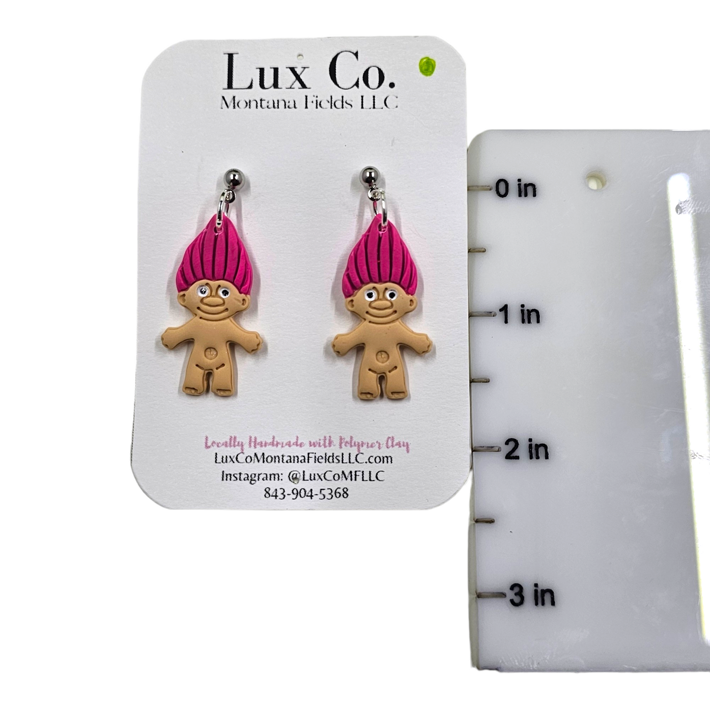 Troll Doll Polymer Clay Earrings