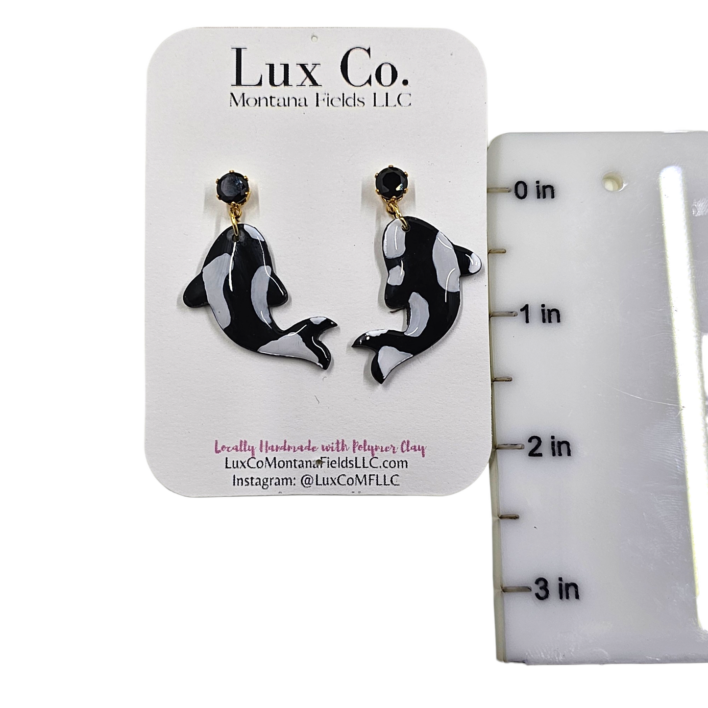 Orca Whale Polymer Clay Earrings