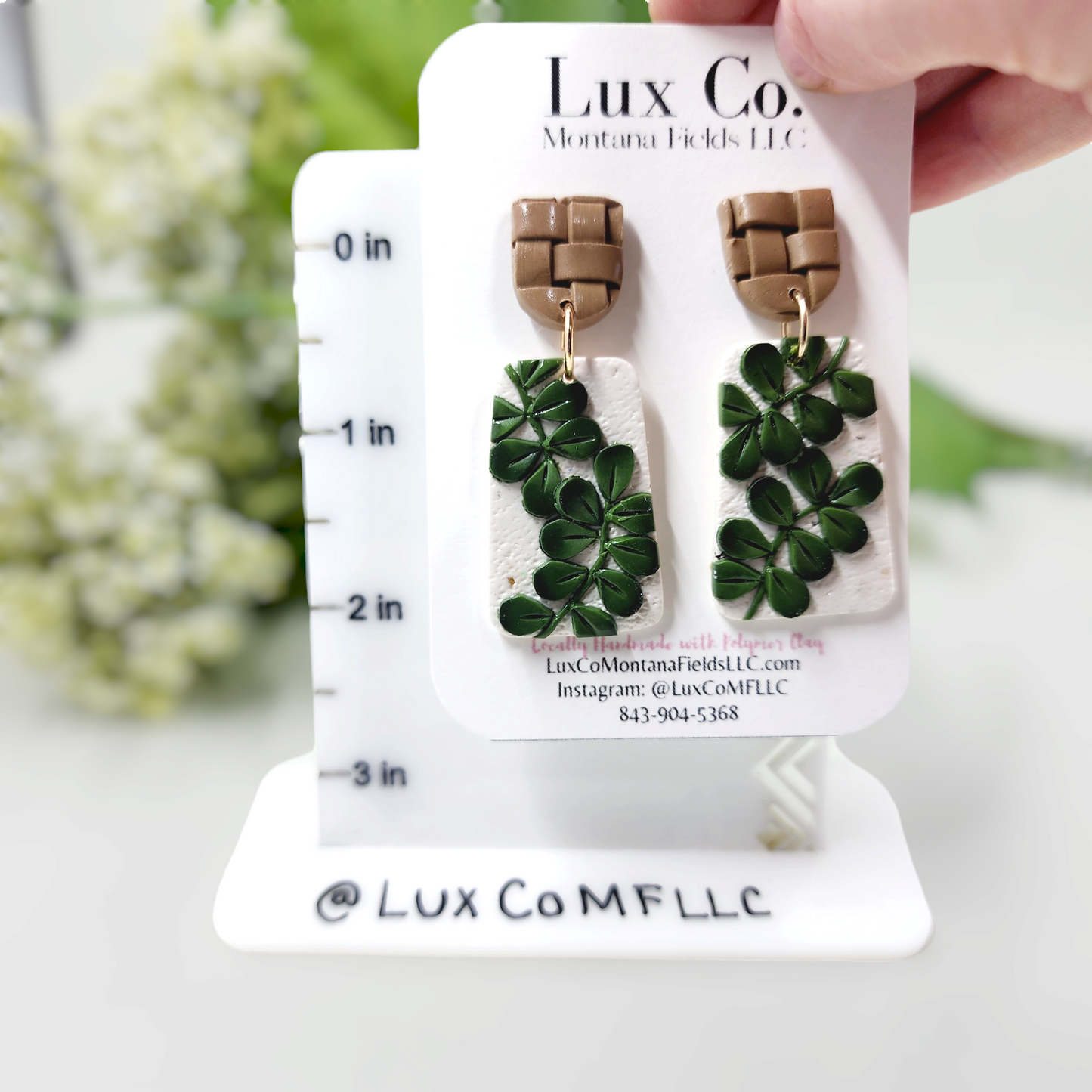 Greenery and Woven Basket Earrings