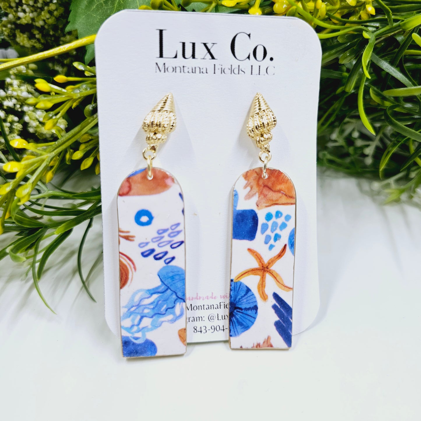 Beachy polymer clay earrings handmade lightweight design