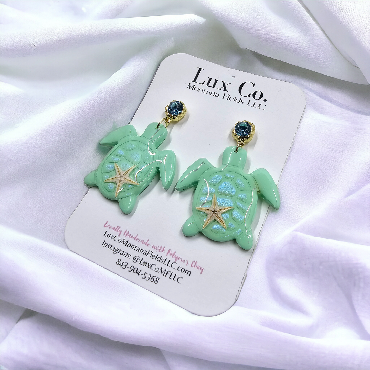 Sea Turtle – Polymer Clay Earrings handmade ocean-inspired set