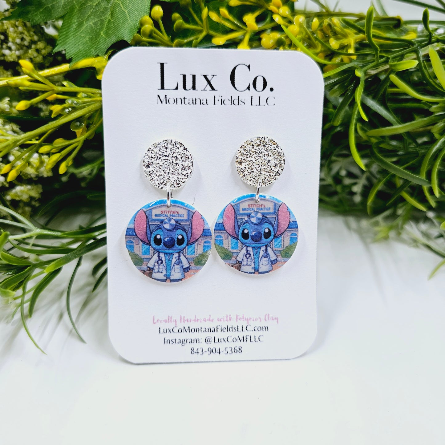 Doctor/ Firefighter Blue Alien Polymer Clay Earrings