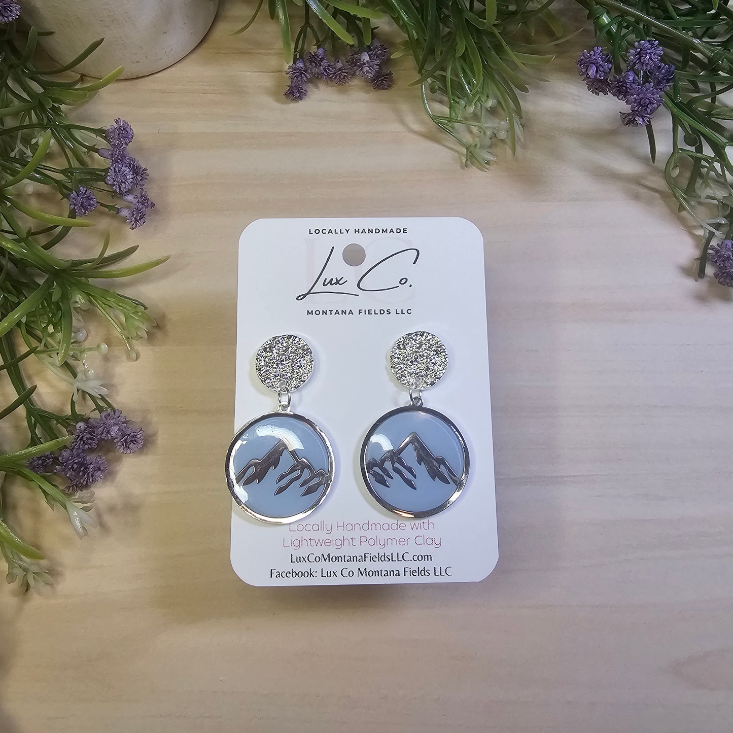 Blue Mountain Polymer Clay Earrings with hypoallergenic posts