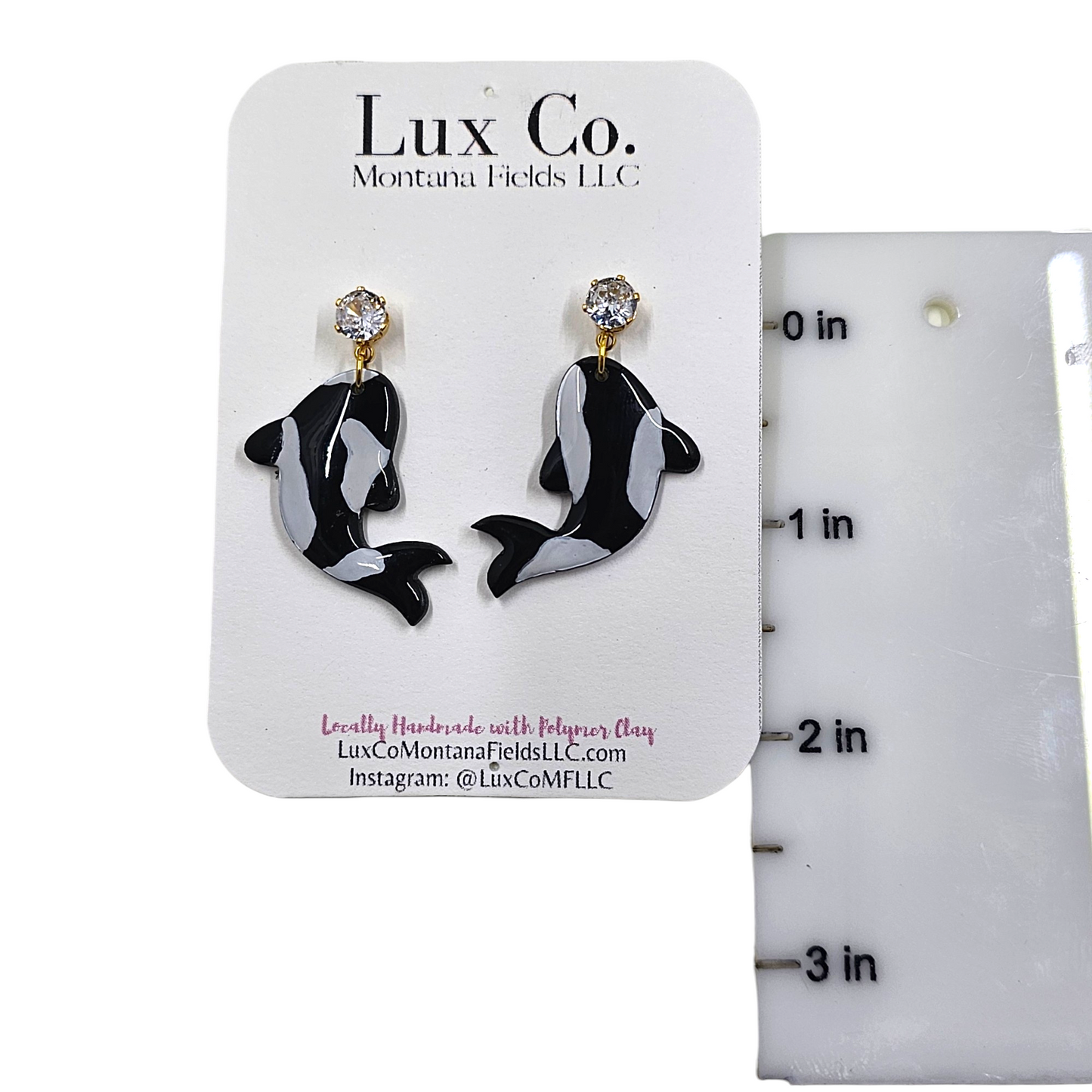 Orca Whale Polymer Clay Earrings