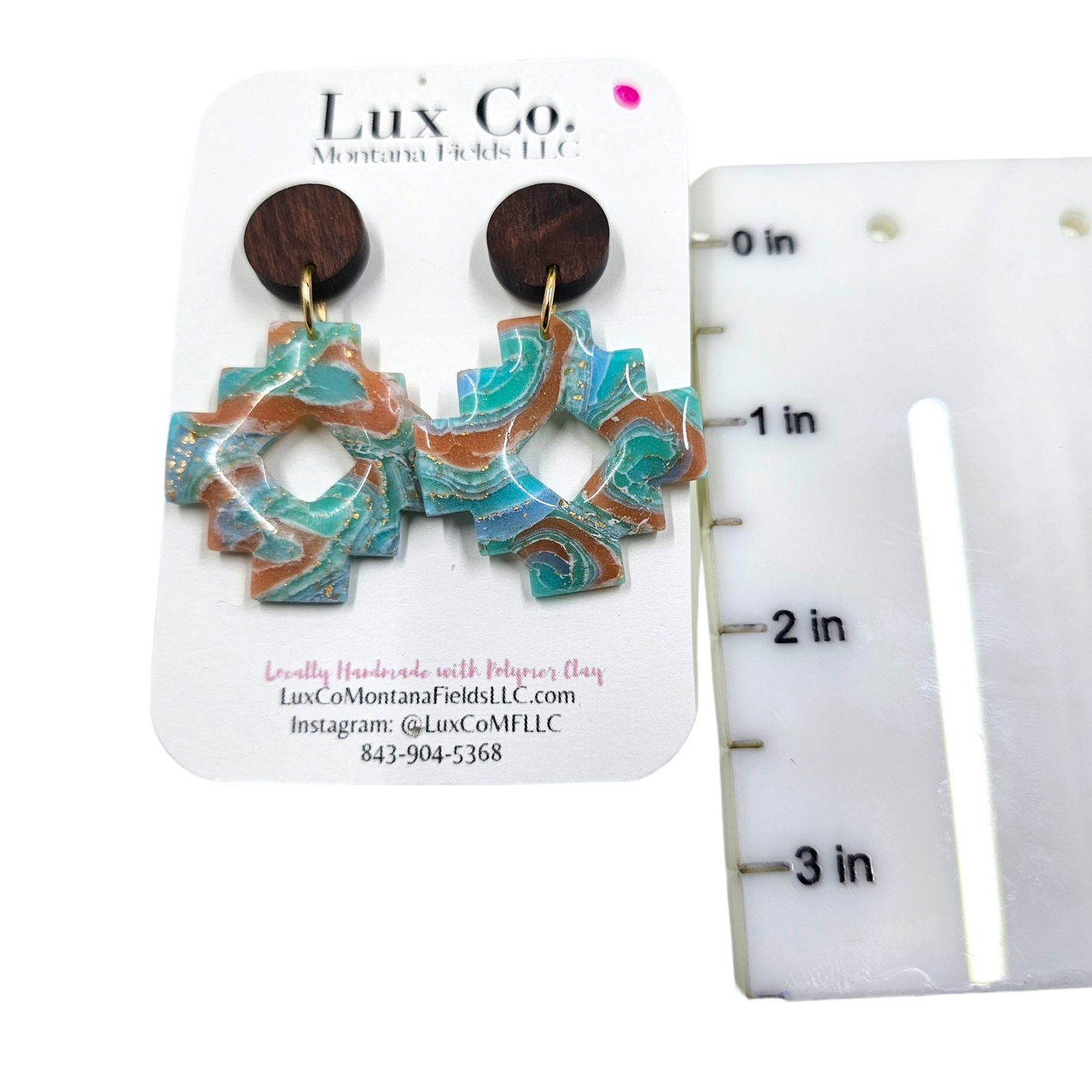 Turquoise Geo Marbled Polymer Clay Earrings