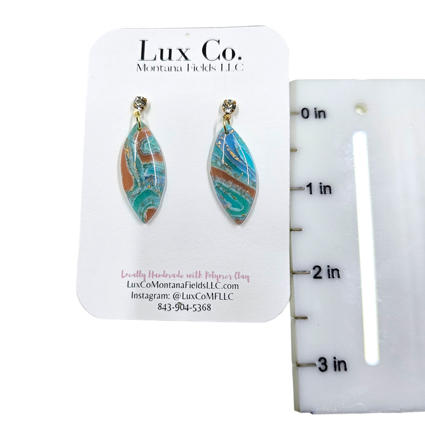 Turquoise Geo Marbled Polymer Clay Earrings