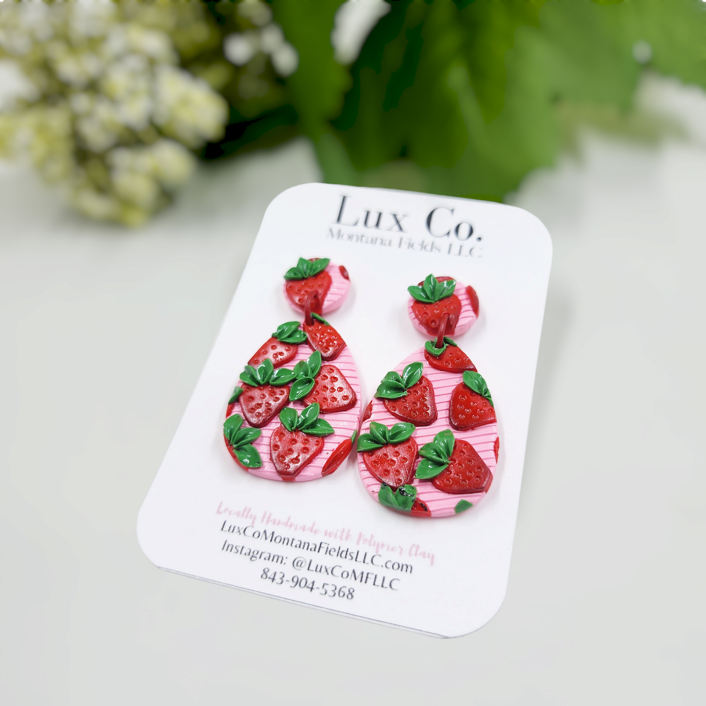 Strawberry Dream Earrings handmade polymer clay earrings