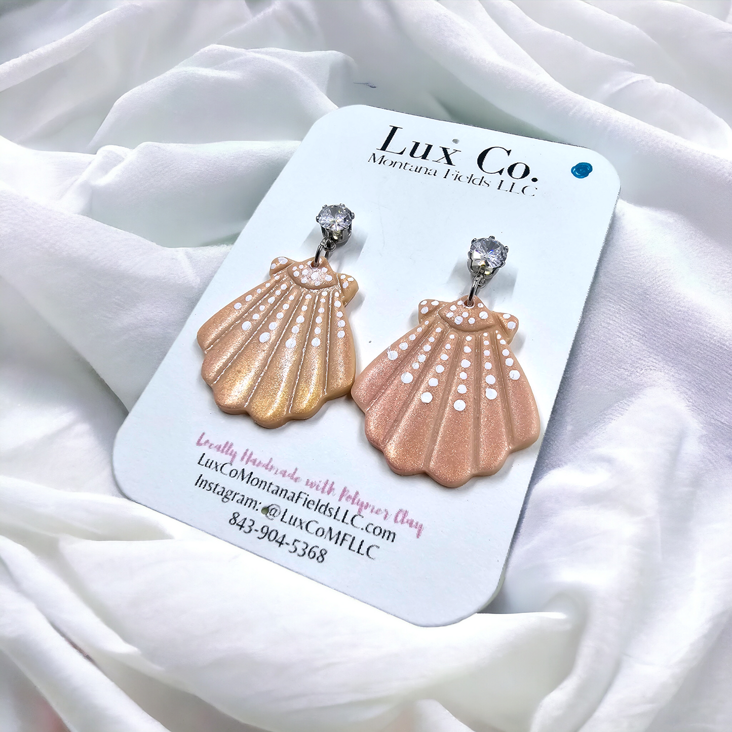 Pink Seashell Polymer Clay Earrings