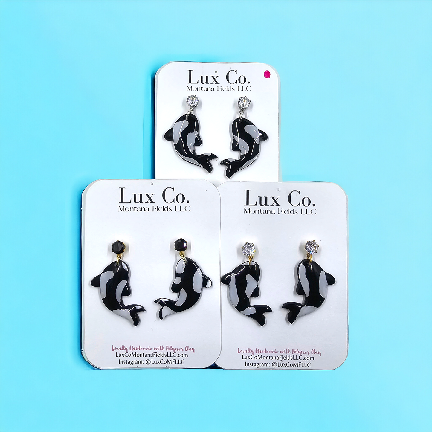 Orca Whale Polymer Clay Earrings