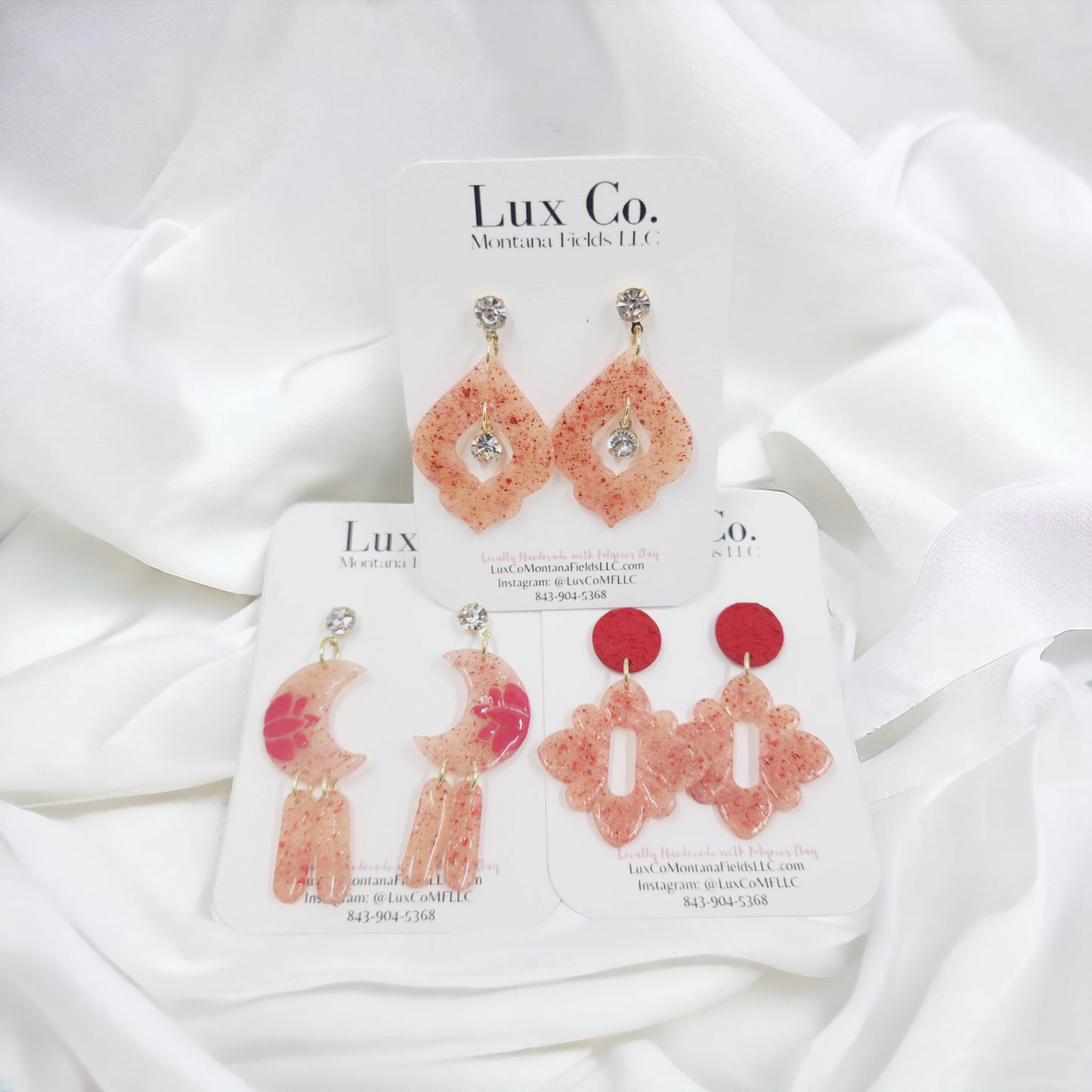 Translucent Valentine's Day earrings handmade