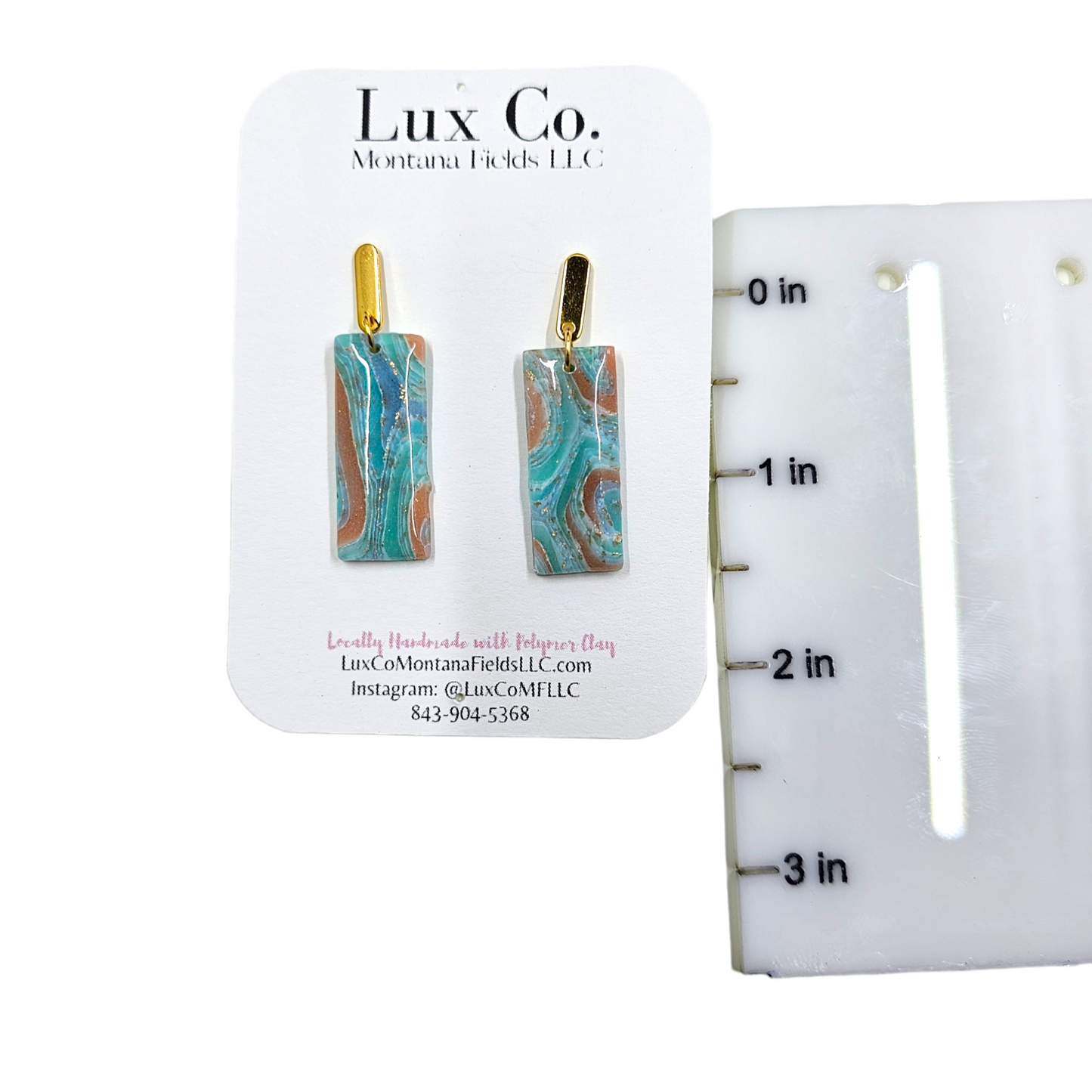 Turquoise Geo Marbled Polymer Clay Earrings