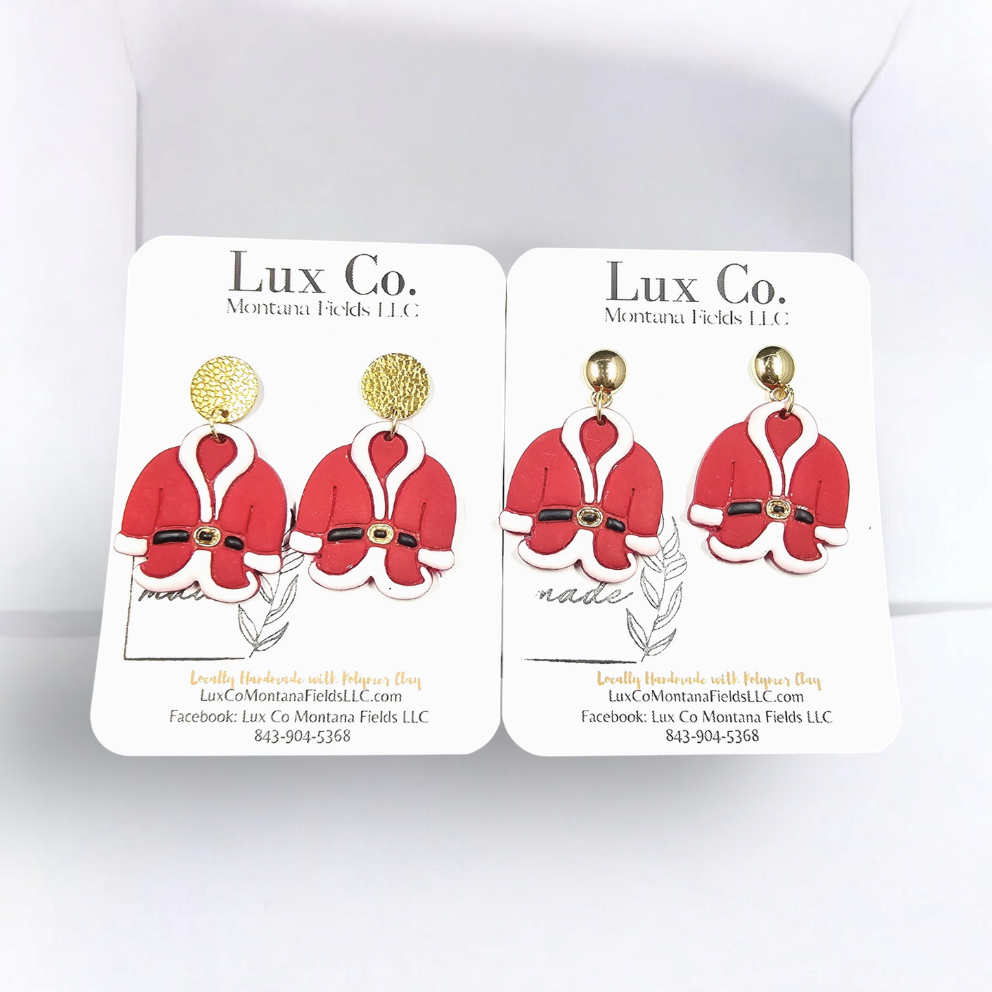 Santa's Coat Handmade Earrings - Clay Earrings - Lightweight Earrings