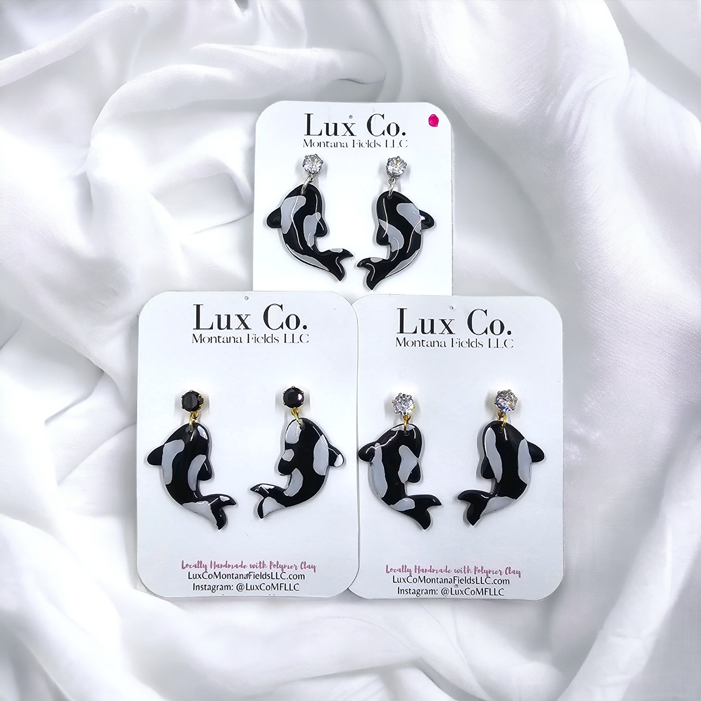 Orca Whale Polymer Clay Earrings