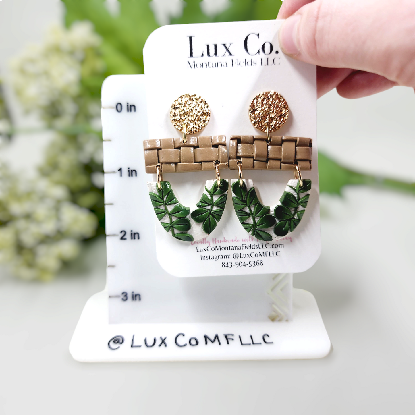Greenery and Woven Basket Earrings
