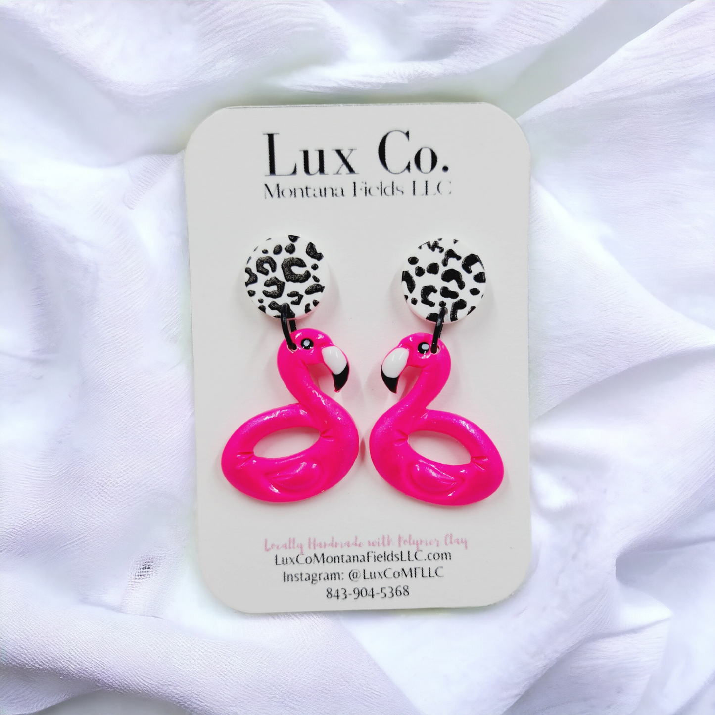 Pink Flamingo - Polymer Clay Earrings handmade clay jewelry