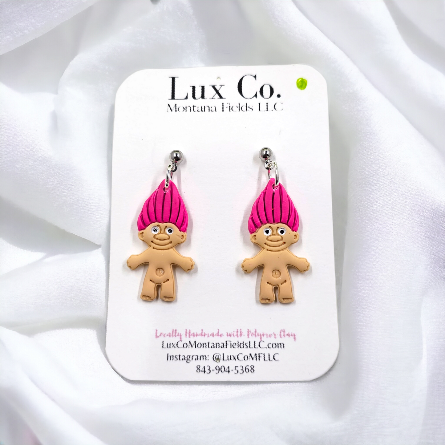 Troll Doll Polymer Clay Earrings