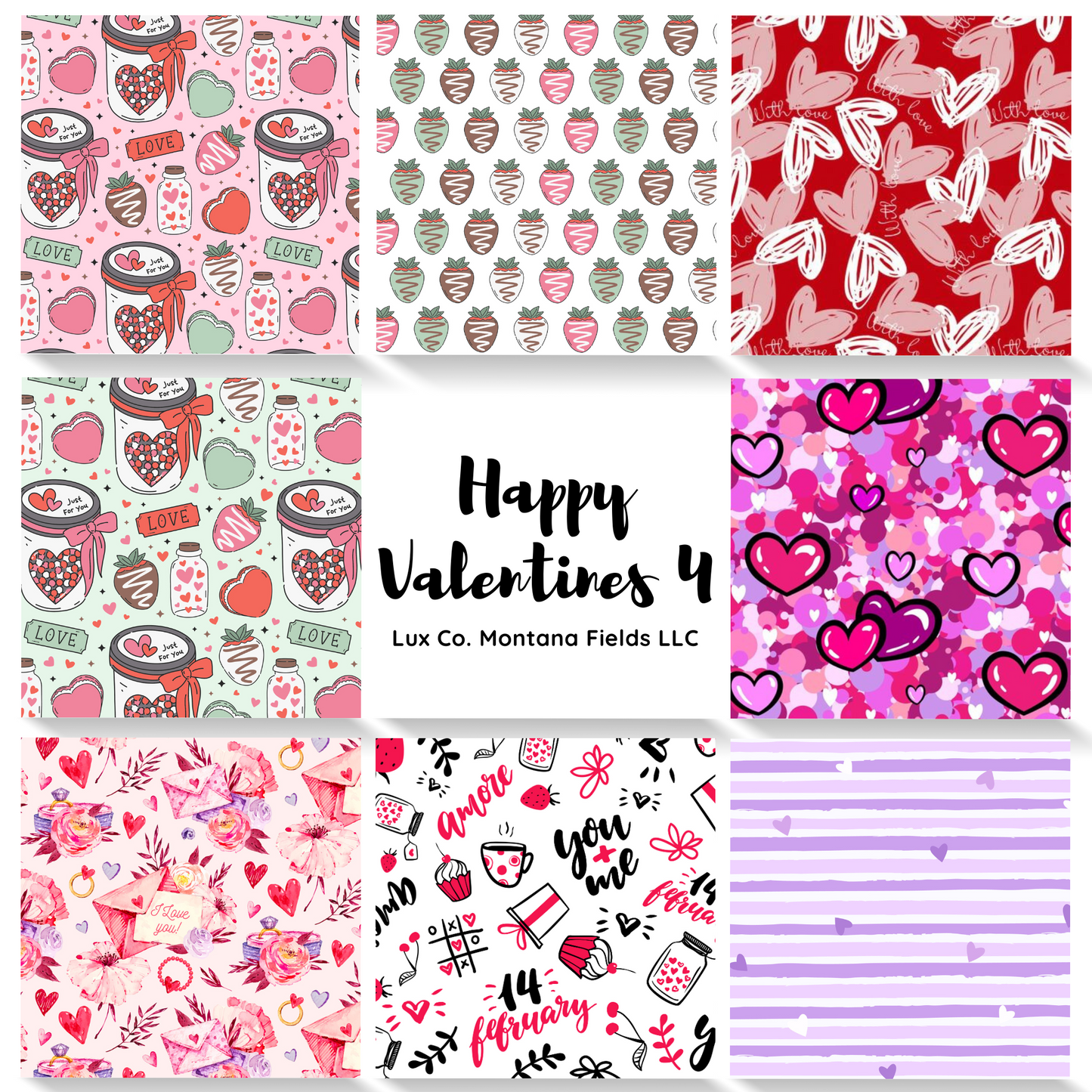 All "Happy Valentines" Sets, 8 Water-Soluble Transfer Papers