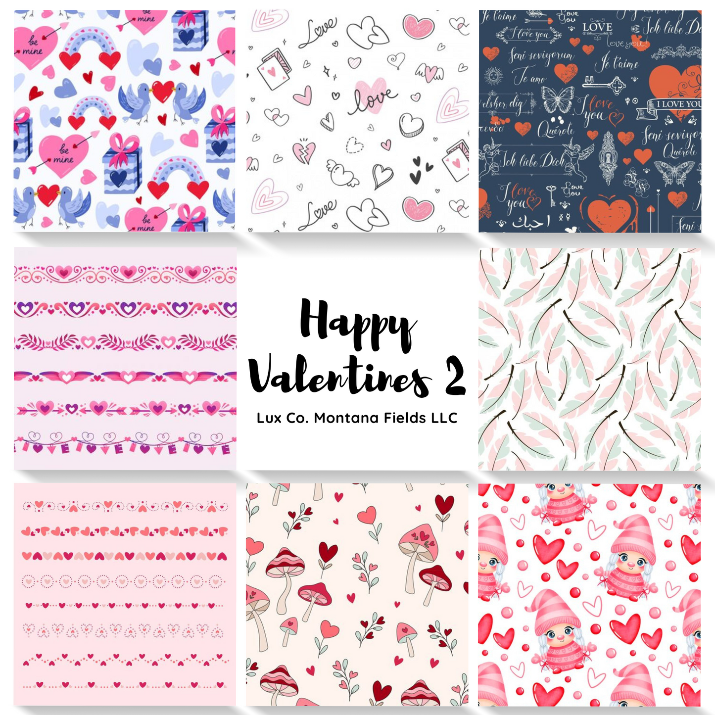 All "Happy Valentines" Sets, 8 Water-Soluble Transfer Papers