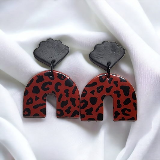 Handmade us colored leopard print polymer clay earrings