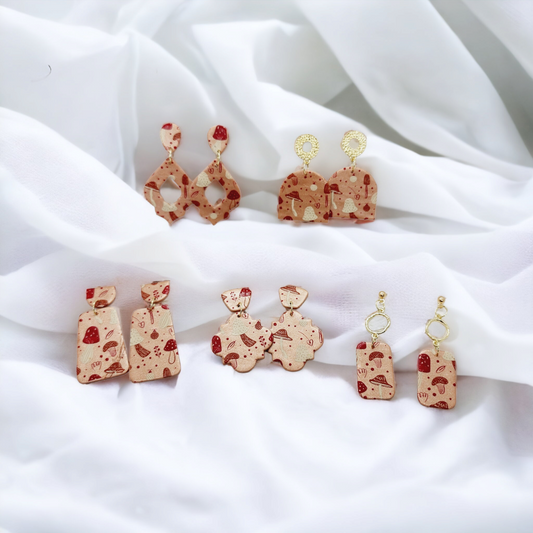 Mushroom pattern earrings