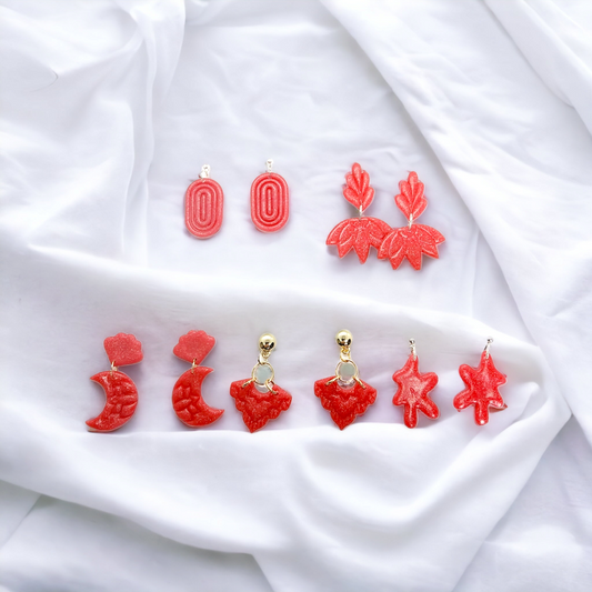 Handmade red polymer clay earrings