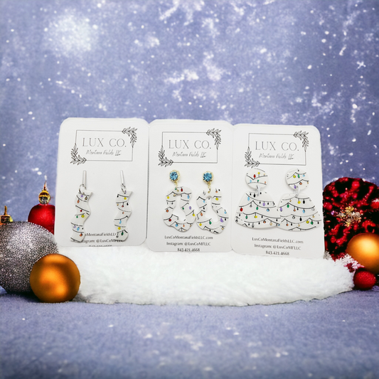 Christmas Light Pollymer Clay Earrings