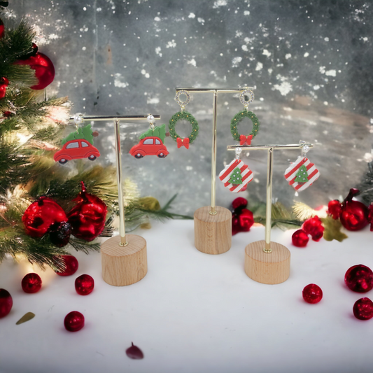 Handmade Christmas polymer clay earrings