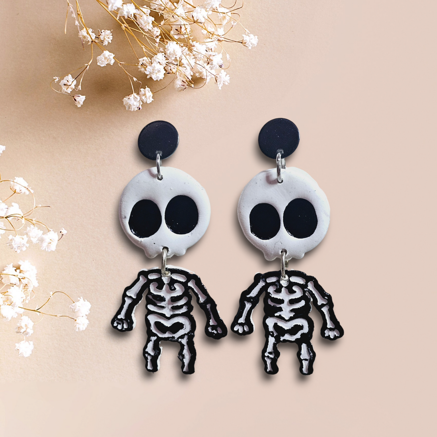 Skeleton with Body - Polymer Clay Earrings