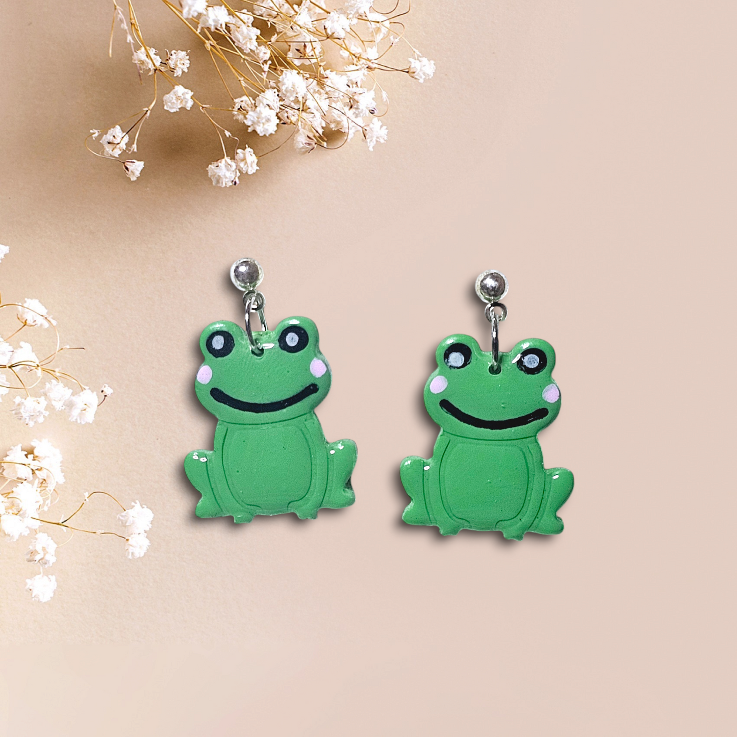 Frog with a Smile - Polymer Clay Earrings